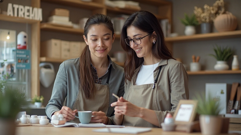 Владельцы малого магазина готовят товары для продажи в интернете