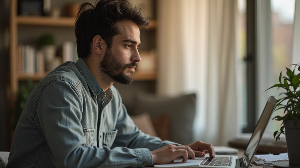 Фрилансер работает над проектом дома, компьютер с портфолио