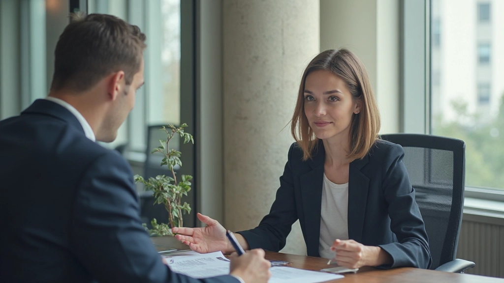 Встреча предпринимателя с менеджером банка для обсуждения условий финансирования